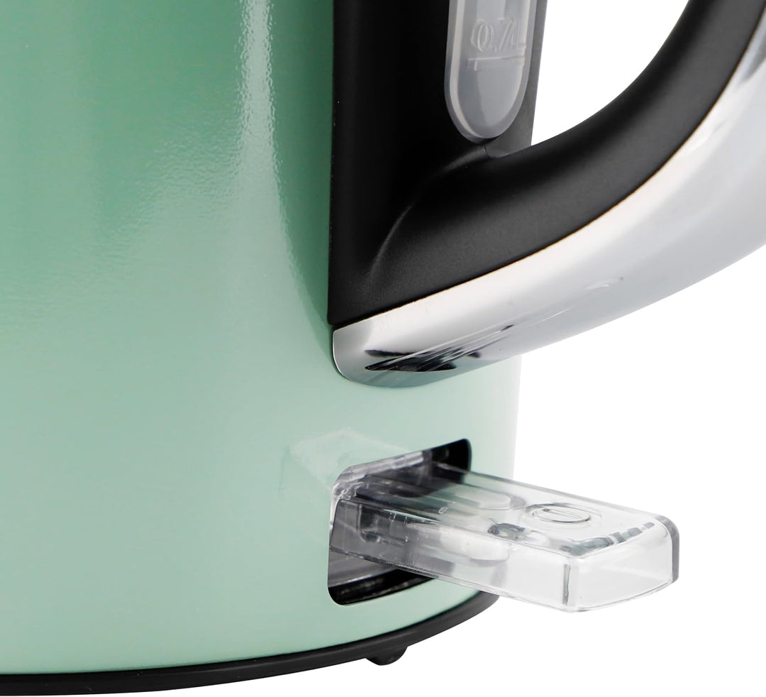 EMERIO Wasserkocher Retro Style | 2200 Watt | 1.7 Liter | Edelstahlgehäuse | Wasserstandsanzeige | W