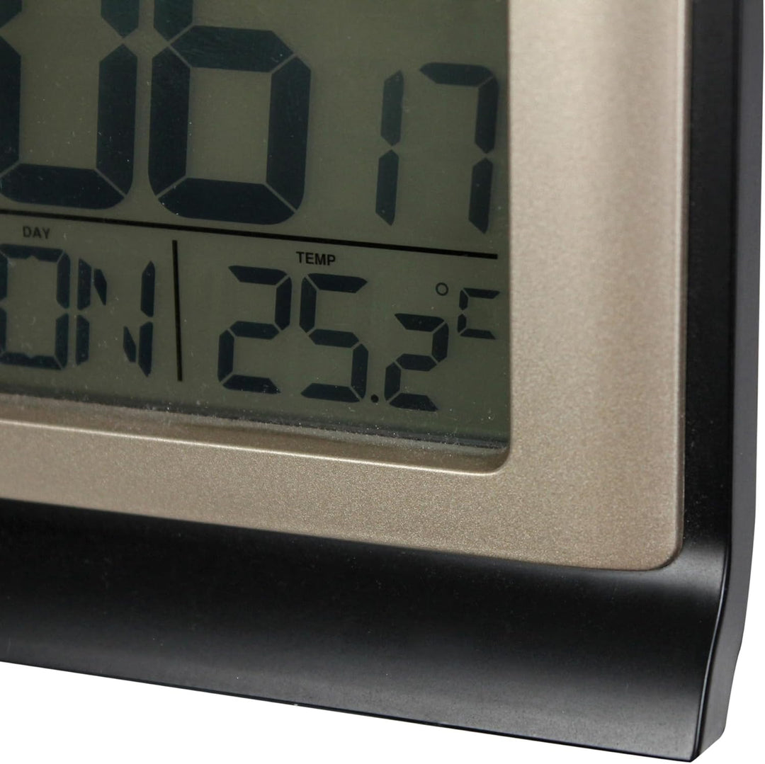 FICHTEC - Digitaler Wecker 13cm Funkgesteuerter Wecker - LCD-Bildschirm mit Blauer Hintergrundbeleuc