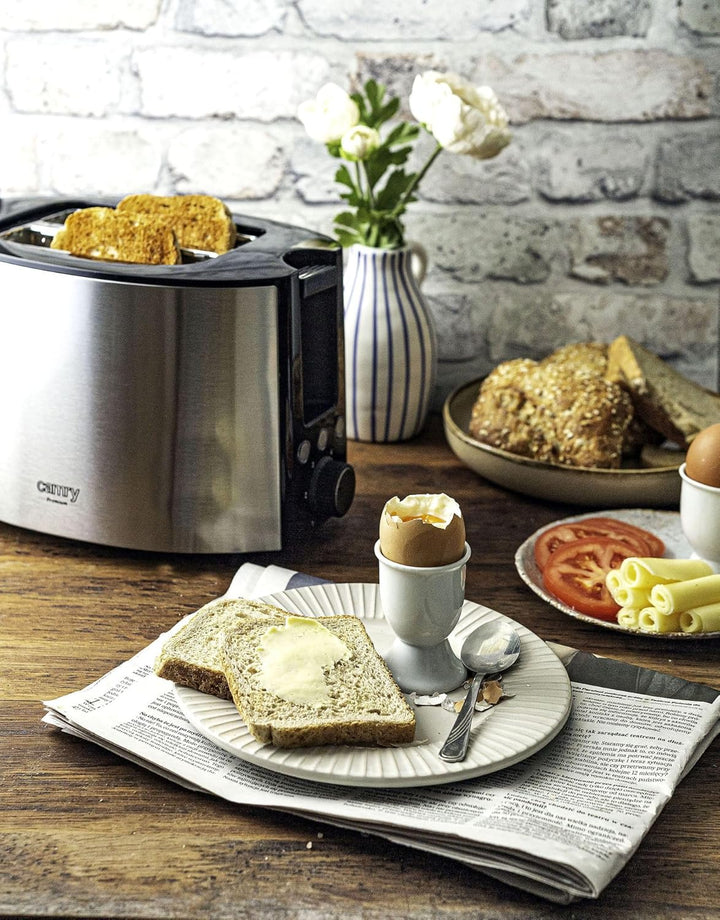 CAMRY CR 3215 Edelstahl Toaster 2 Scheiben, 850 W, mit Funktionen: Aufwärmen, Abbrechen, Auftauen, e