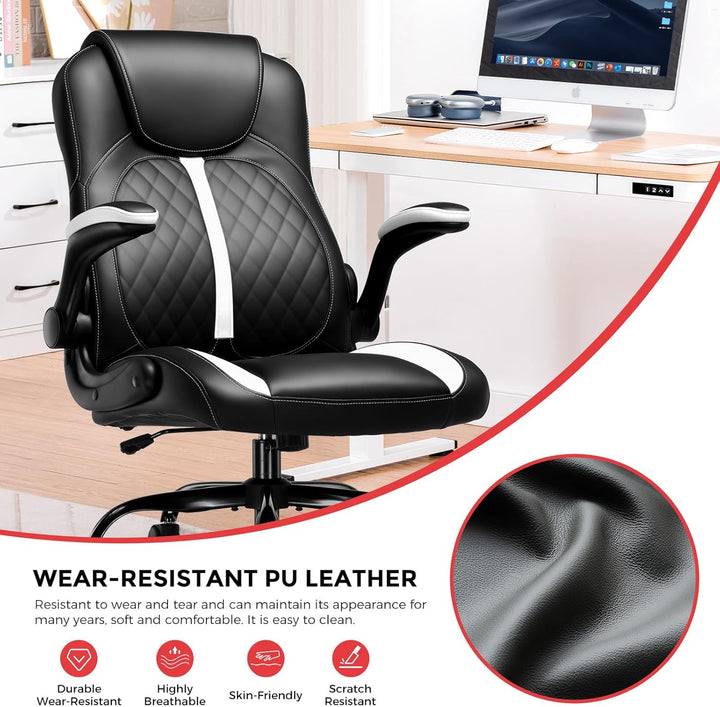GTPLAYER Gaming Stuhl mit hochklappbarer Armlehne, Gamer Stuhl mit Schaukelfunktion, Ergonomischer C