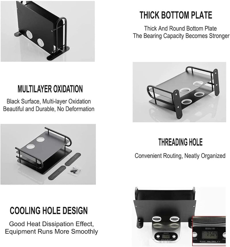 Septpenta Double Layer Floating Wall Mount, Dual Wireless WiFi Router Storage Box, TV Box Storage Ra