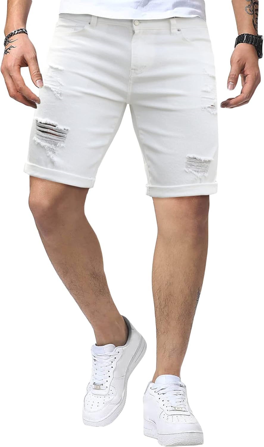 Meilicloth Jeans Shorts Kurze Herren Shorts Sommer Denim Western Casual C Weiss XS, C Weiss XS