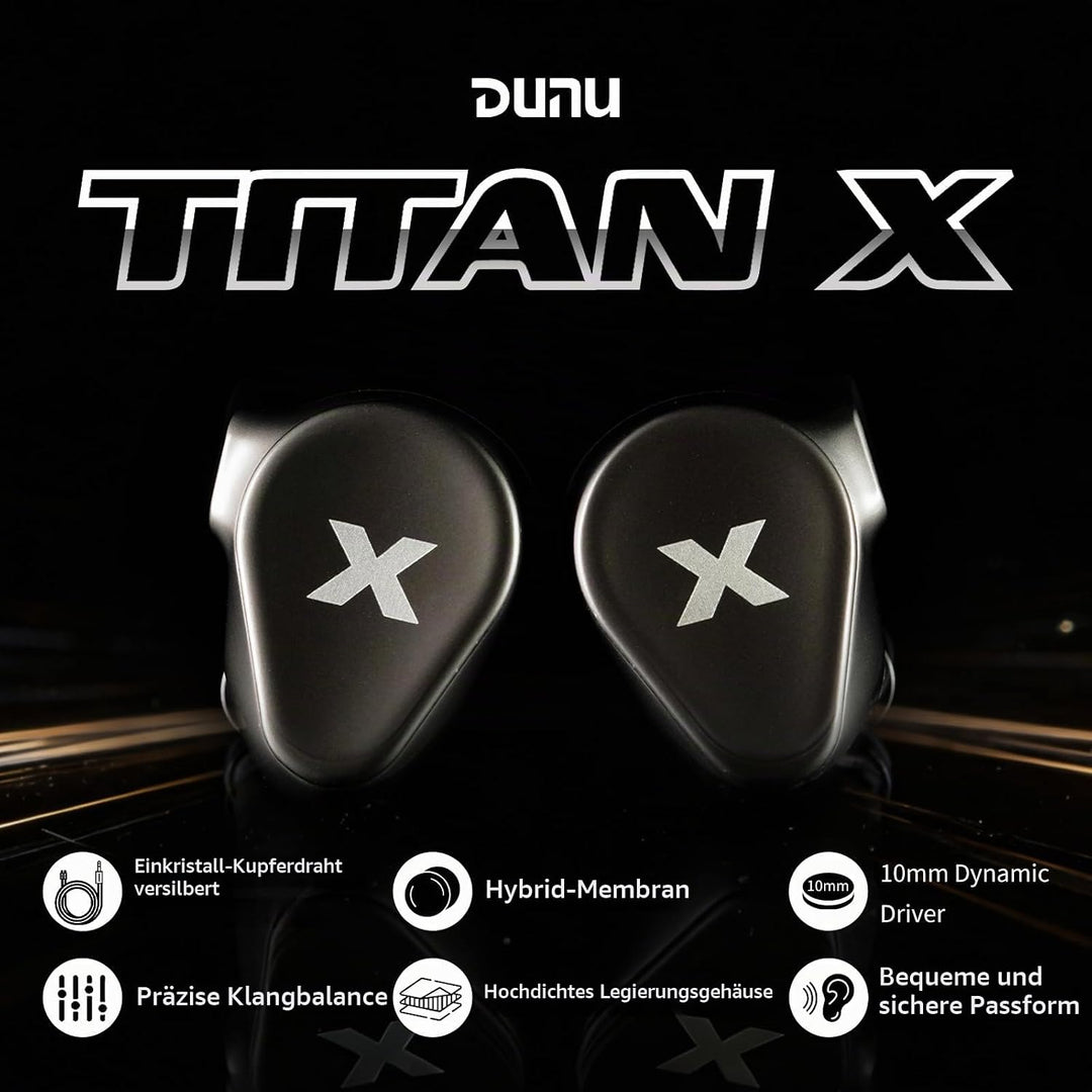 DUNU Titan X 3,5mm Gaming IEM-Kopfhörer, Doppelmagnet-Doppelkammer-1DD | Doppelkammer-1DD, Verbundme