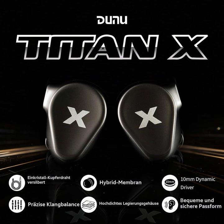 DUNU Titan X 3,5mm Gaming IEM-Kopfhörer, Doppelmagnet-Doppelkammer-1DD | Doppelkammer-1DD, Verbundme