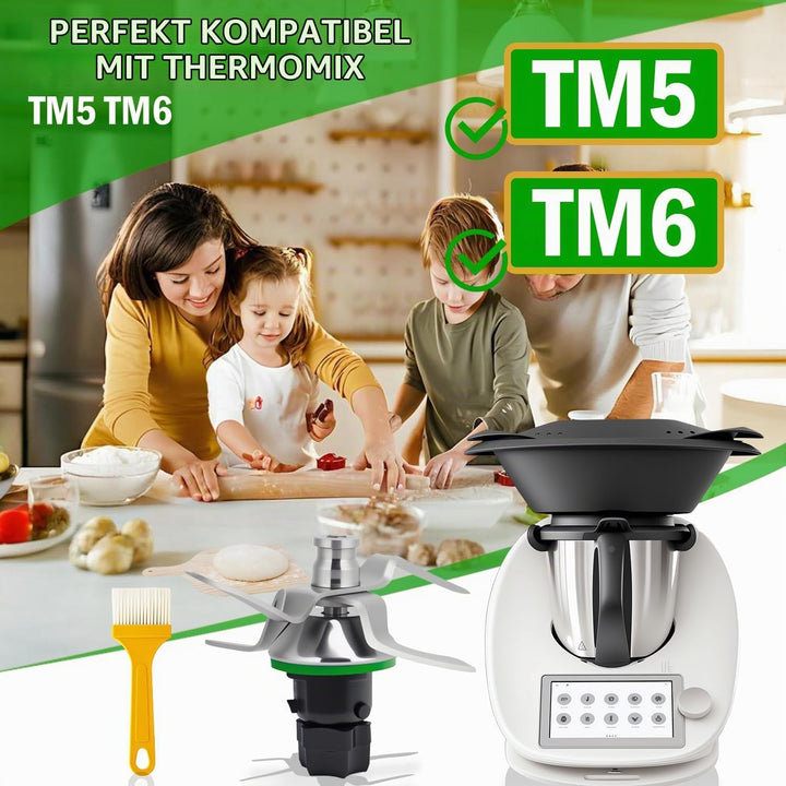 YUJUVI Messer für Vorwerk Thermomix TM5 TM6 Thеrmomix TM5 und TM6 Ersatzmesser aus Edelstahl Mixmess