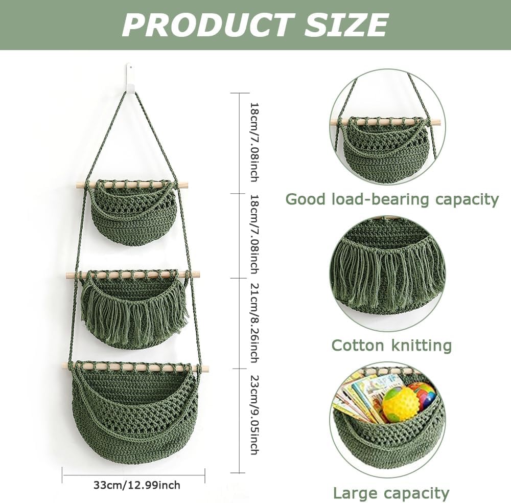 Hängender Organizer Wand, 3 Stufiger Hängeorganizer Organizer Wand Organizer, Boho Decorative Hangin