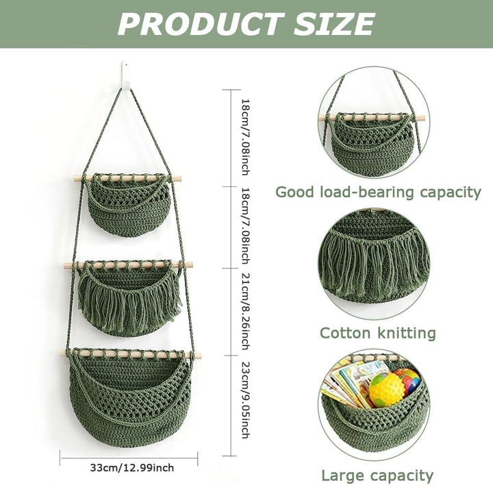 Hängender Organizer Wand, 3 Stufiger Hängeorganizer Organizer Wand Organizer, Boho Decorative Hangin