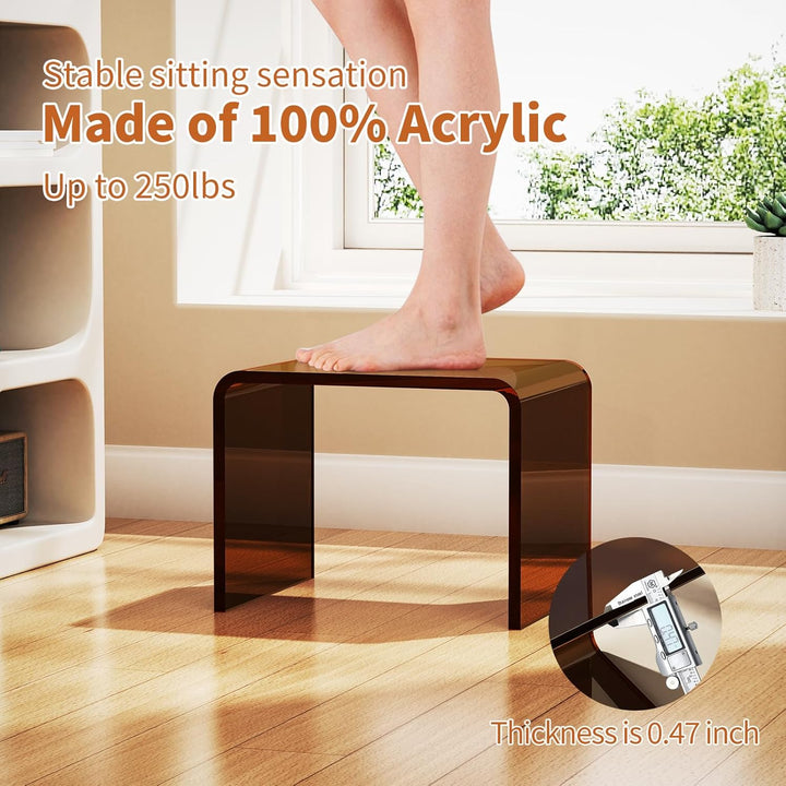 Acryl-Tritthocker, Kleiner transparenter Fusshocker für Badezimmer, Schlafzimmer, Küche, belastbar b