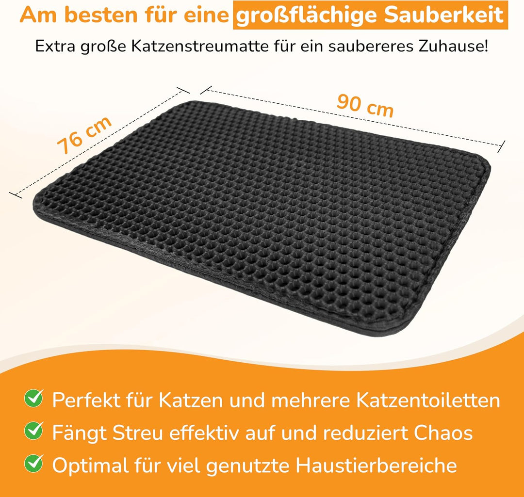 LINUMA® Katzenklo Matte 90x76cm, Katzenstreu Matte, Katzenmatte Katzenklo, Matte Katzenklo Unterlege