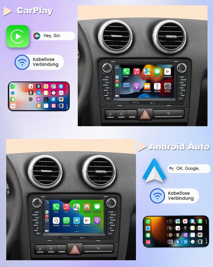 Autoradio Audi A3 8P S3 RS3, Wireless CarPlay Android Auto, USB-C, CANbus Audi A3 8P-Style B, Audi A