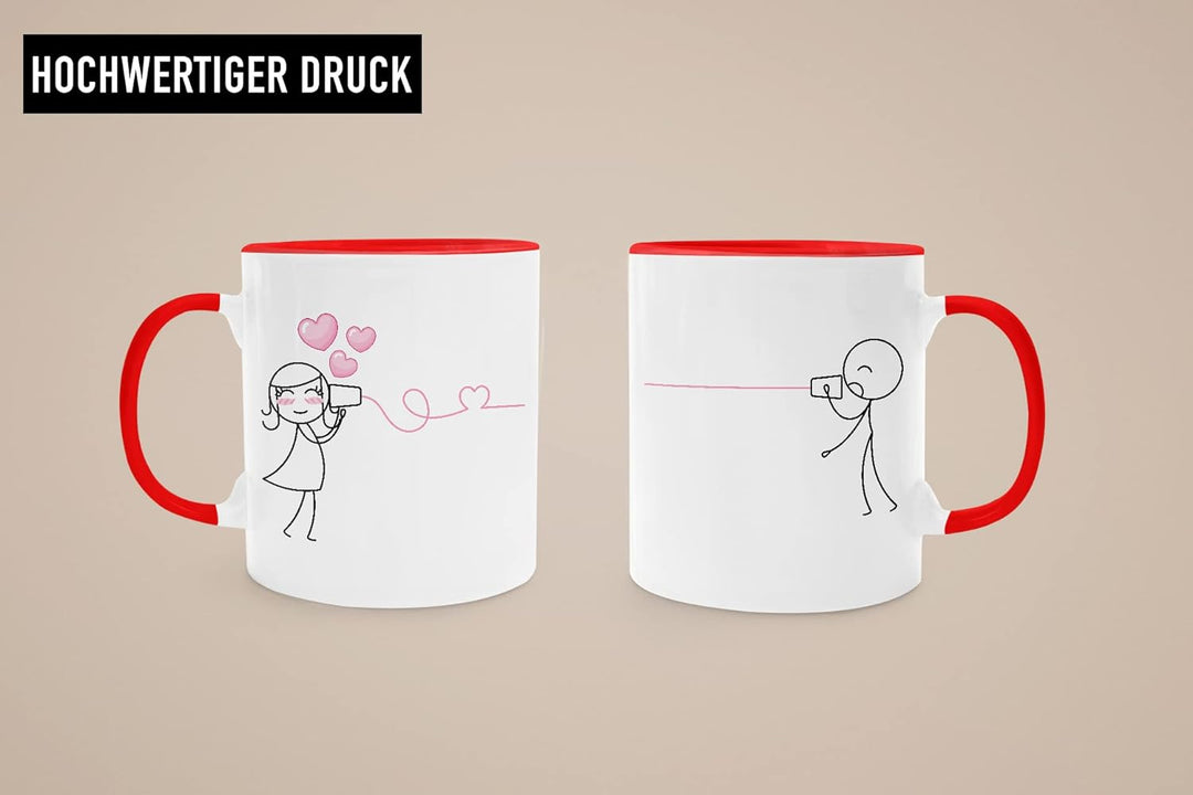 Trendation - Fernbeziehung Geschenk Tassen Set Partner Liebe Geschenk für Freundin Freund Liebesgest