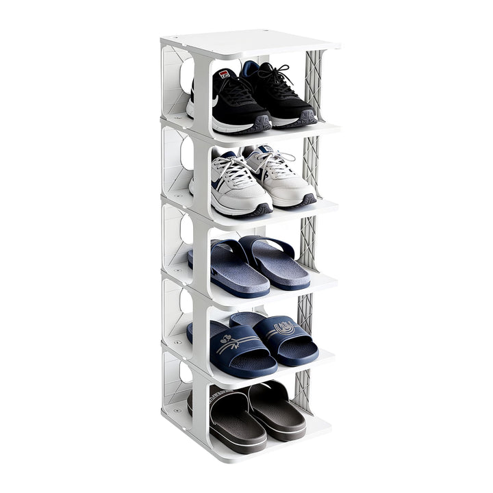 Ribelli Schuhregal 6 Ebenen, Schuhschrank Schmal, Stapelbar Klein Regal Hoch, Kunststoff Schuhablage