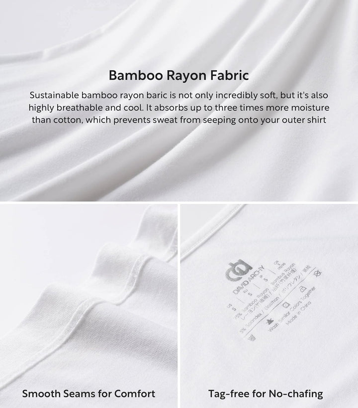 DAVID ARCHY 3/5er Pack Bambus Unterhemd Herren, Rundhalsausschnitt Mehrfarbig Tank Top Herren, Unter