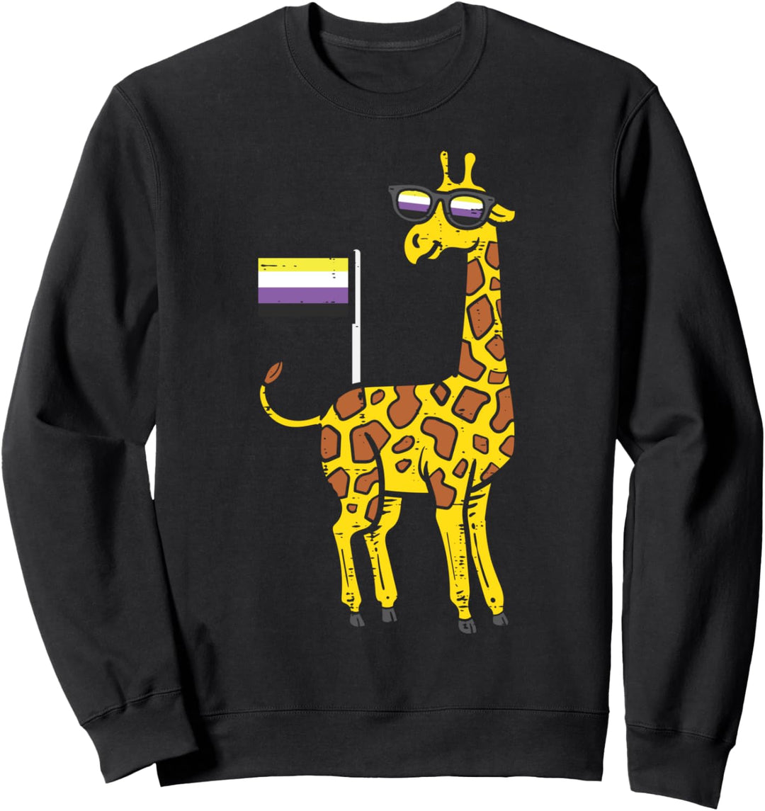 Giraffe Animal LGBTQ Non-Binary Flag Genderqueer Men Women Sweatshirt