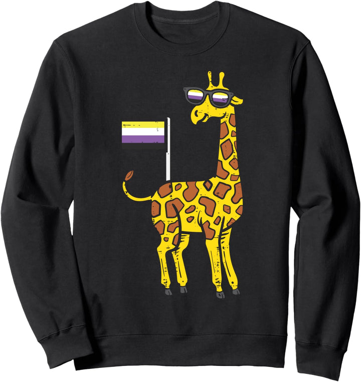Giraffe Animal LGBTQ Non-Binary Flag Genderqueer Men Women Sweatshirt