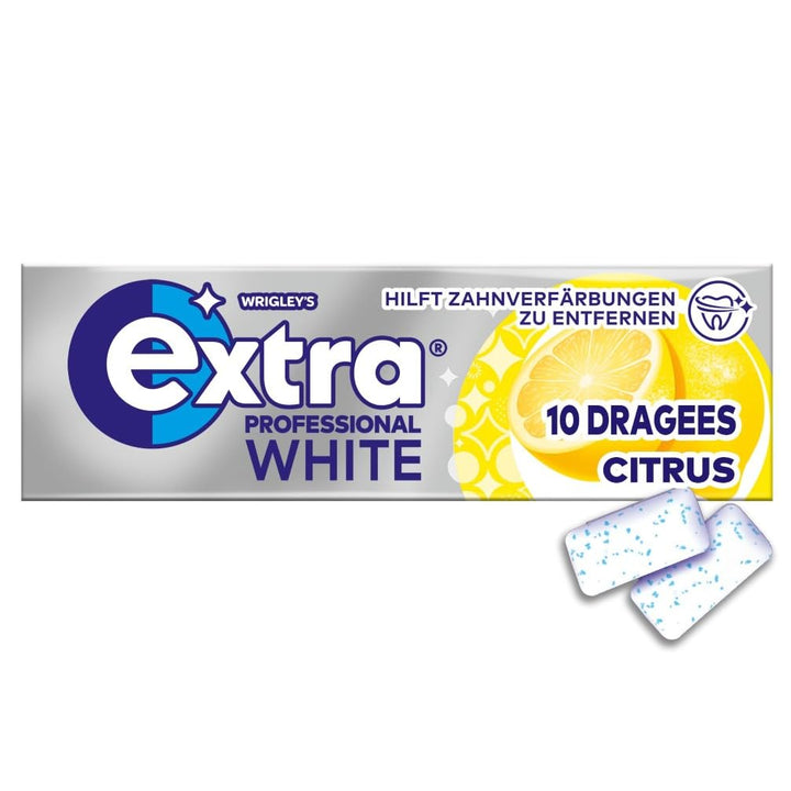 Extra Professional White Citrus, Zuckerfreier Kaugummi, Multipack mit 30x10 Dragees, Für frischen At