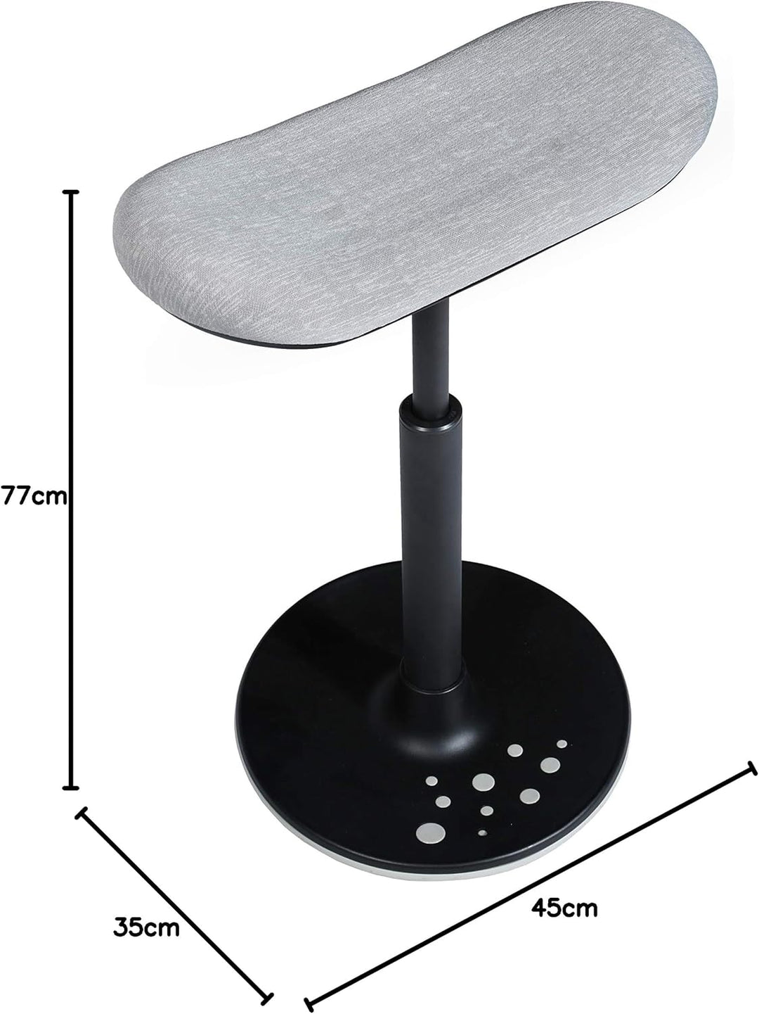 Topstar Sitness H2, Arbeitshocker, Stehhilfe, Drehhocker, Skateboardsitz, höhenverstellbar, Stoffbez