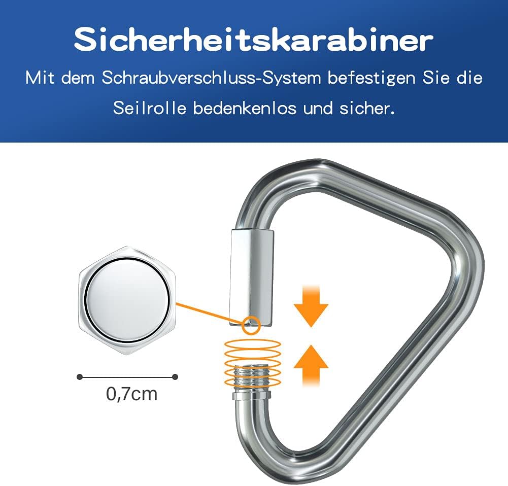 Slackline-Set mit Seilrolle + Baum Schutz, 15m Slackline, Pully-Zubehör für Hindernisparcours, Slack