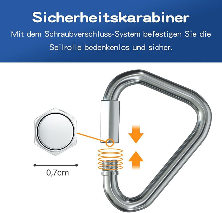 Slackline-Set mit Seilrolle + Baum Schutz, 15m Slackline, Pully-Zubehör für Hindernisparcours, Slack