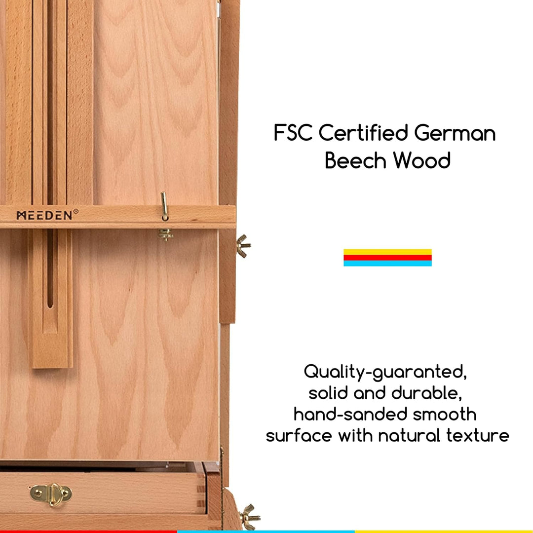 Meeden Staffelei Holz Gross, Französische Kofferstaffelei Kizzenkasten Staffelei, Kunststaffelei mit