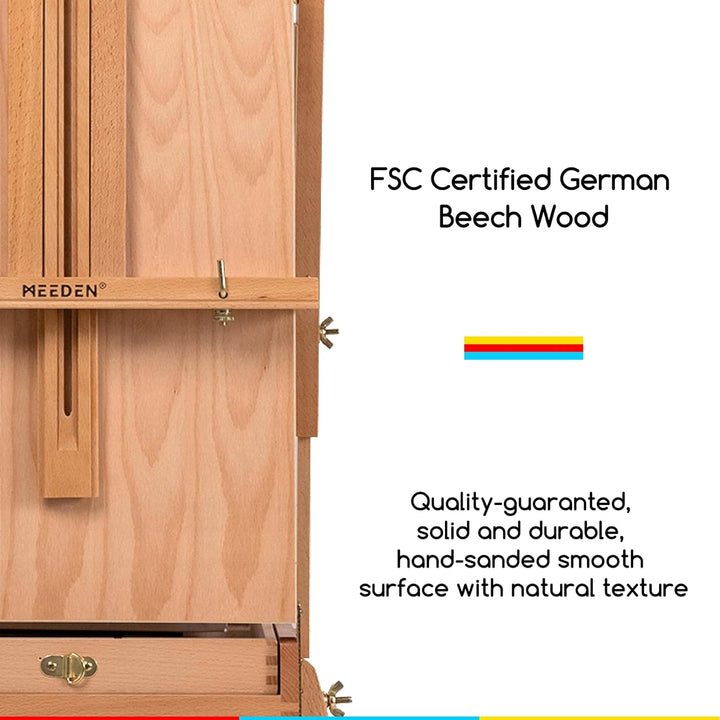 Meeden Staffelei Holz Gross, Französische Kofferstaffelei Kizzenkasten Staffelei, Kunststaffelei mit