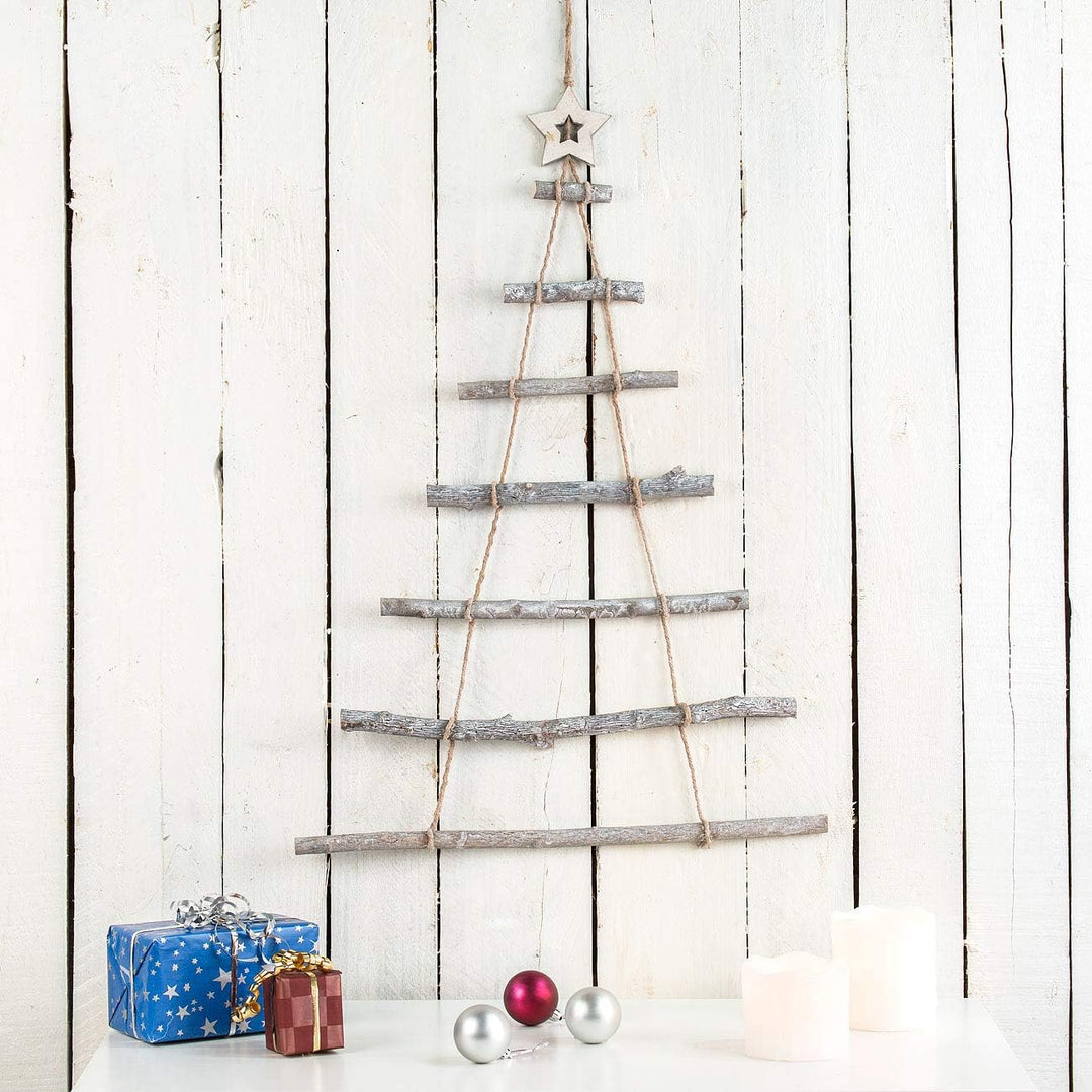 Holzleiter Tannenbaum: Deko-Holzleiter in Weihnachtsbaum-Form zum Aufhängen, 48 x 78 cm (Weihnachtsb