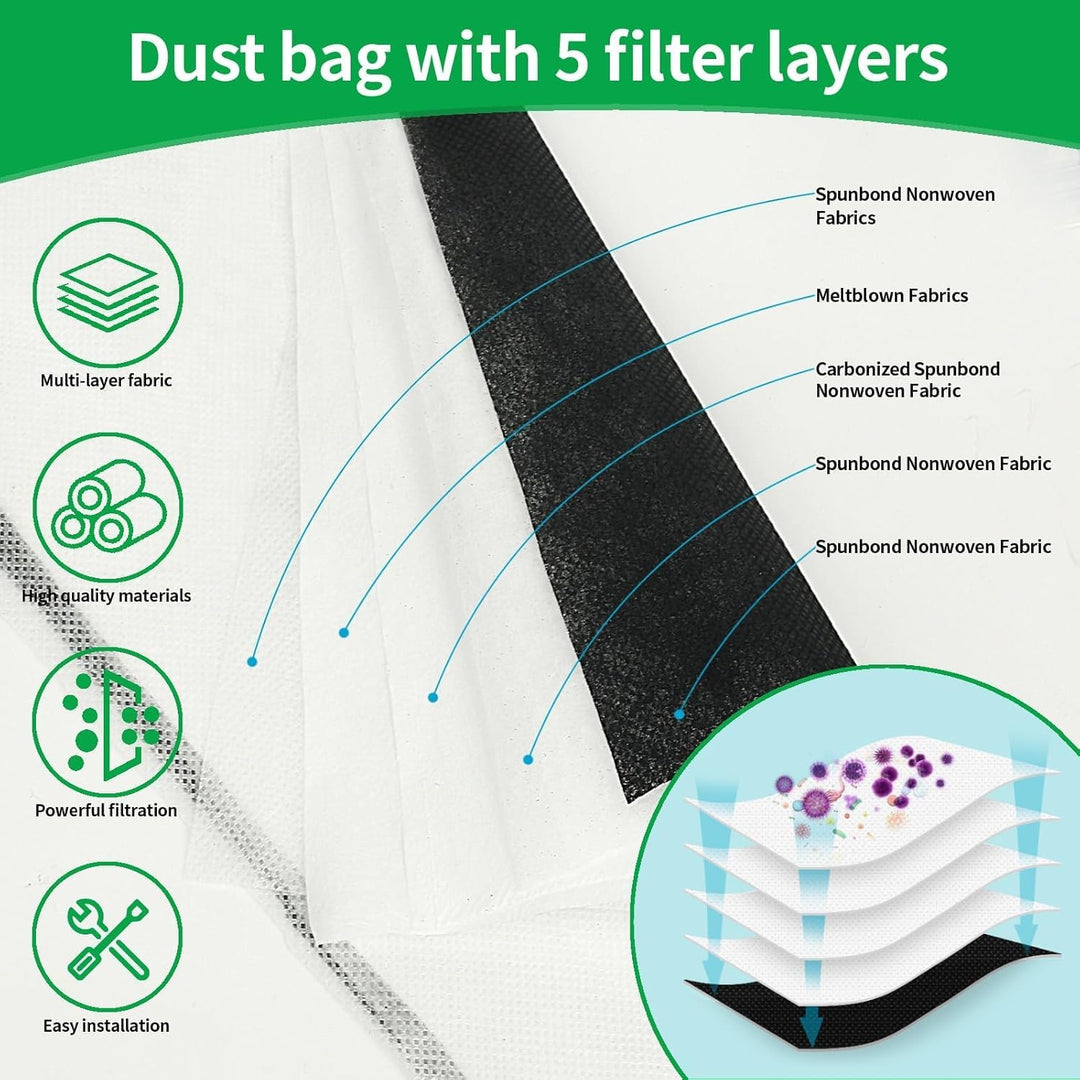 12 Stück Staubsaugerbeutel für Vorwerk VK7 FP7 mit 2 Filter, Vorwerk Akkusauger VK7 Staubsaugerbeute