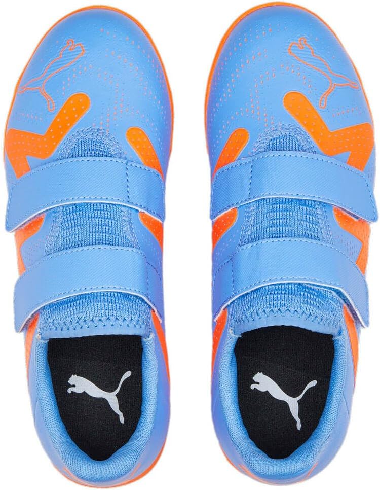 PUMA Unisex Future Play Tt V Jr Fussballschuh 38.5 EU Blue Glimmer Puma White Ultra Orange, 38.5 EU