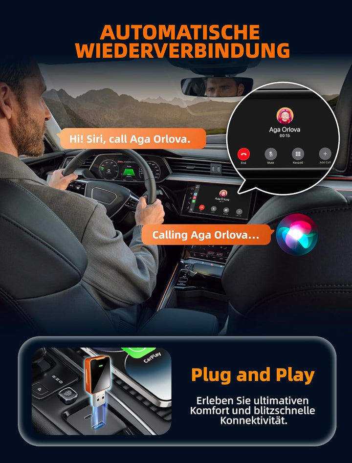 2 in 1 Wireless CarPlay für Apple & Android Auto Adapter, WLAN 6GHZ, Automatische Wiederverbindung,