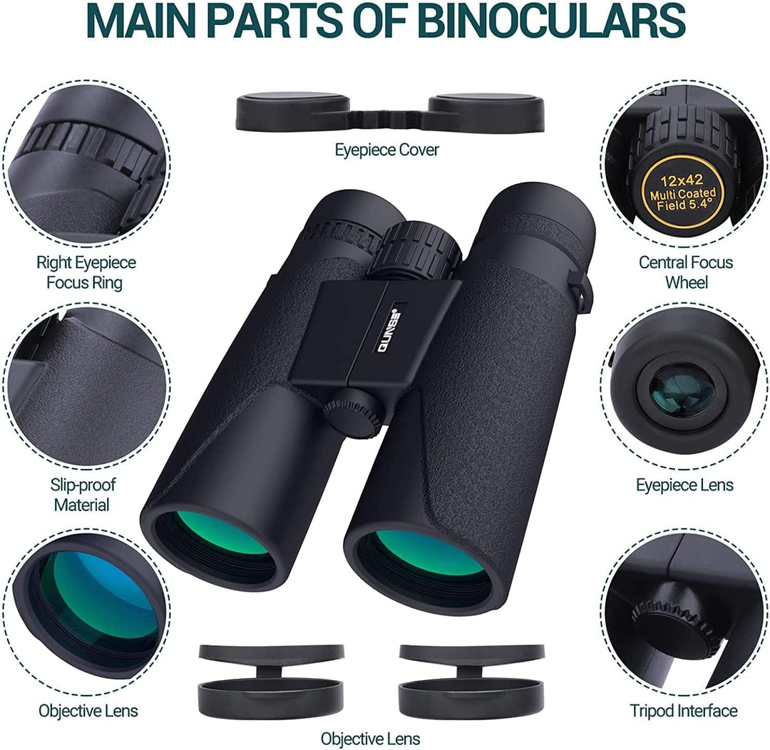 Fernglas 10x42 Kompaktfernglas für Vogelbeobachtung mit Mobiltelefonadapter für Vogelbeobachtung, Re