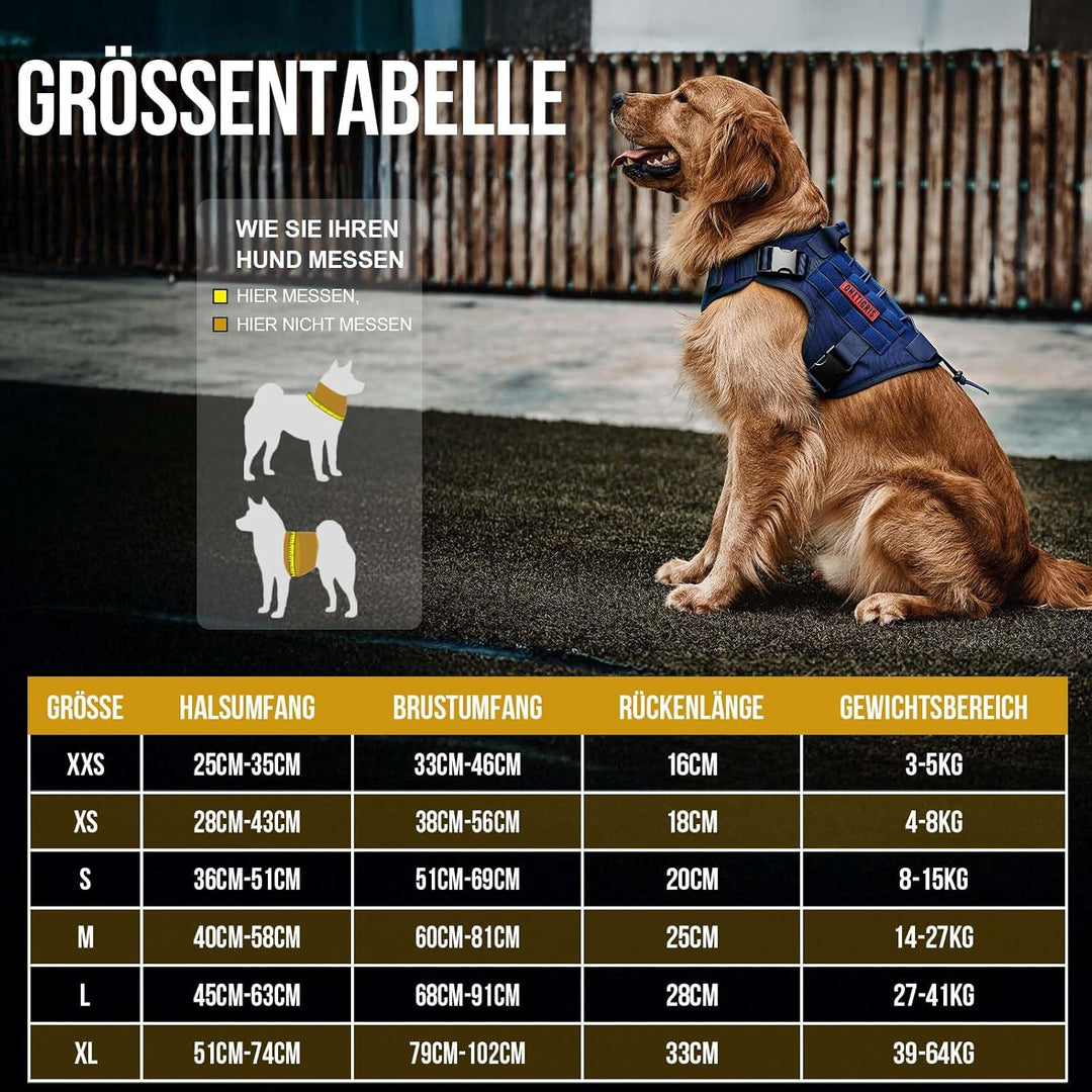 OneTigris Hundegeschirr, FIRE WATCHER Taktische Geschirr Sicherheitsgeschirr Hunde Hundeweste mit 1