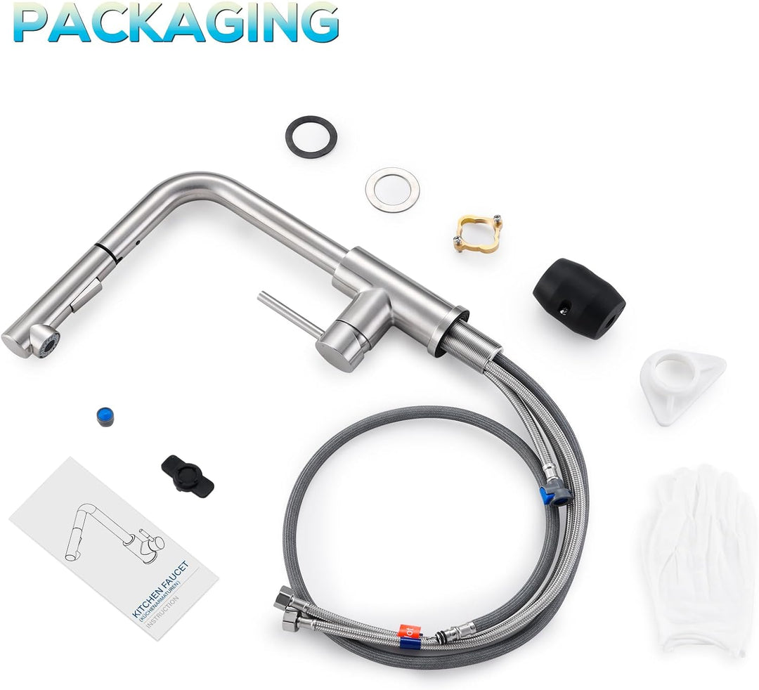 Wasserhahn Küche Ausziehbar, BONADE Küchenarmatur mit Brause, Mischbatterie Küche 360° Schwenkbar，Ar