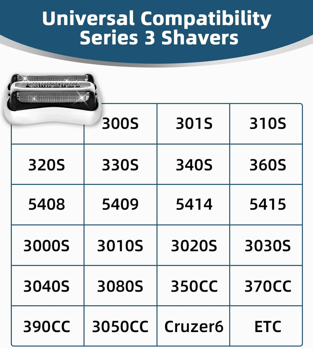 3 Stück Ersatz-Rasierkopf für Braun Series 3, 32S/32B kompatibel mit Braun S3 3040S, 3000S, 310S, 30
