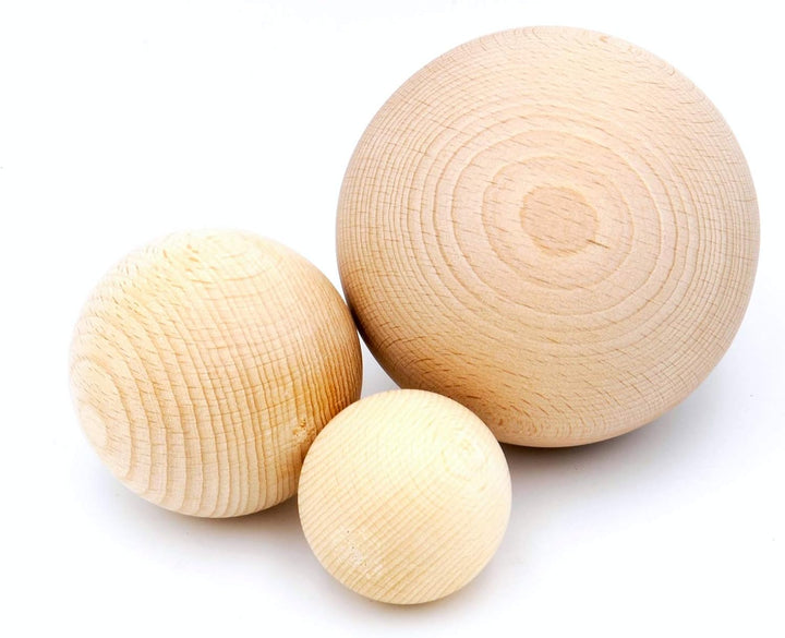 JOWE Holzkugel aus Buche Sortiment ohne Bohrung - 10 Stk Holzkugel aus Buche DM 50mm-80 Sortiment 50