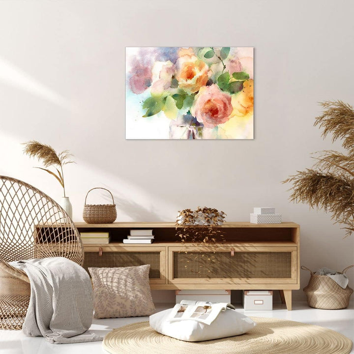 Bilder auf Leinwand Rose Blume Garten Leinwandbild mit Rahmen 70x50cm Wandbilder Dekoration Wohnzimm