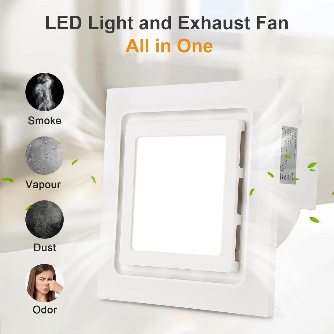 veco chajor 210mm Badlüfter mit LED Licht, Montageöffnung 210mm 8.3IN, 130 CFM, ultra-leiser 1,0-Son