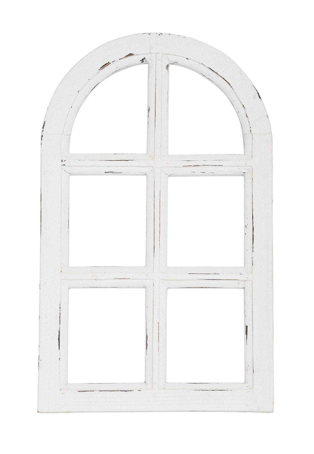 Vintage Living Nostalgie Holz Deko Fenster weiss gewischt halbrund 29,5 x 49 cm