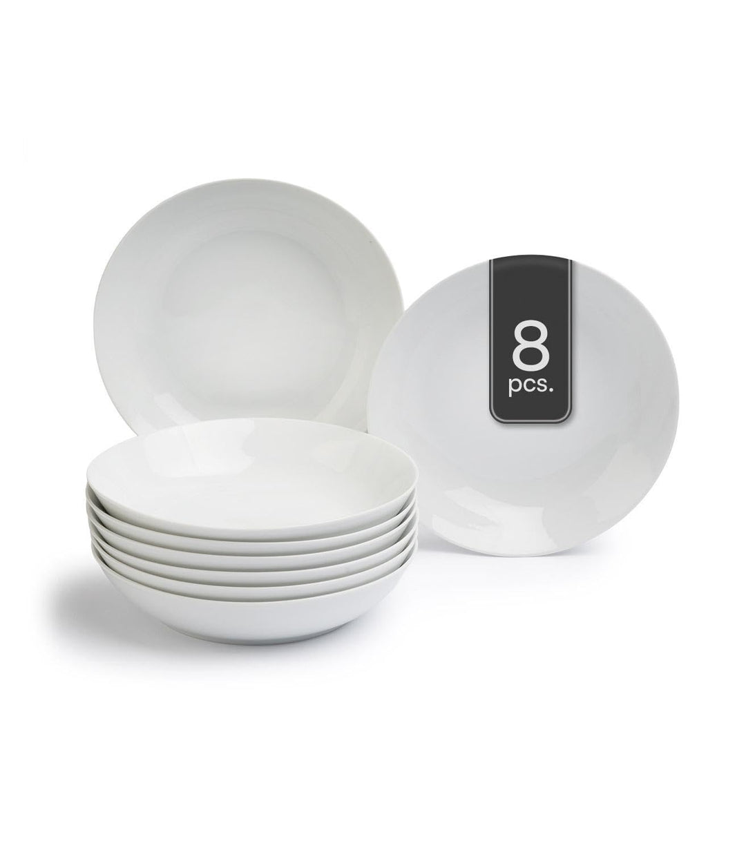 Suppenteller 8er Set Tiefteller Salatteller - Porzellan - Weiss - Ø 20 cm