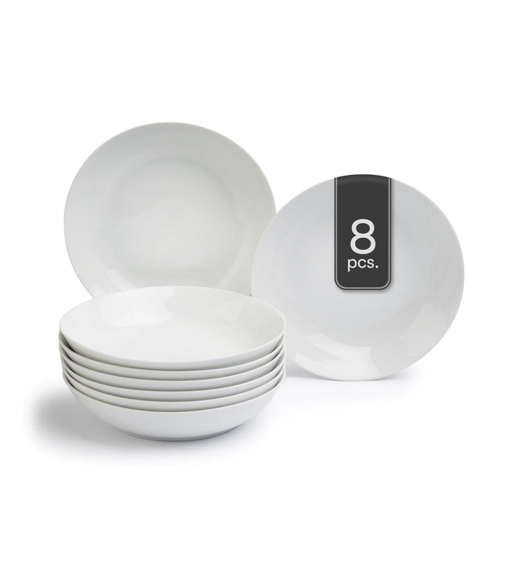 Suppenteller 8er Set Tiefteller Salatteller - Porzellan - Weiss - Ø 20 cm