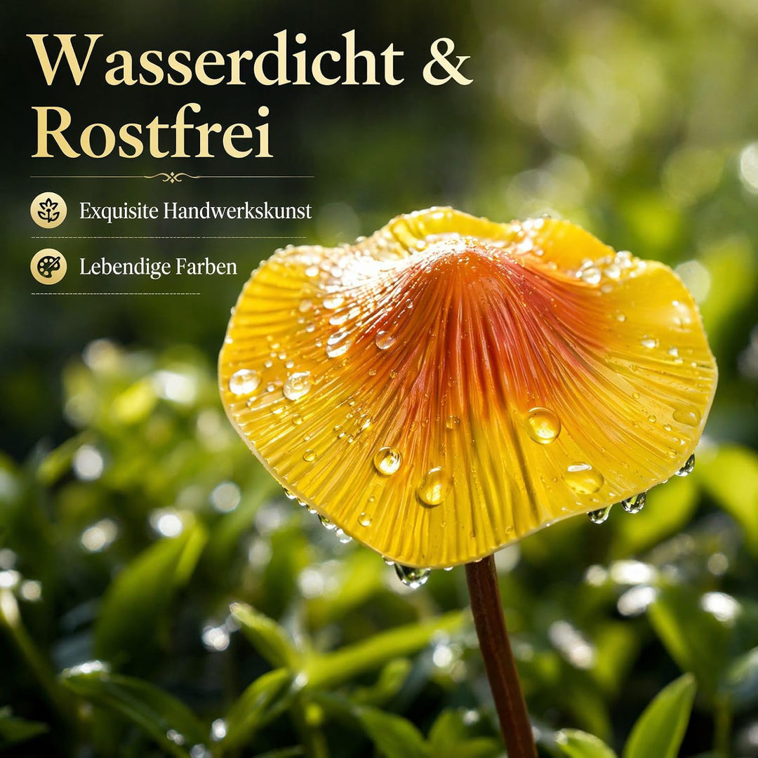 Gartendeko für Draussen Wetterfest 3 Stück Bunte Pilz Deko, Gartenstecker Rost Elfen Figuren Garten