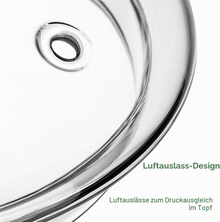 Operitacx Glas Kochtopf, 1,9 l Glastopf mit Deckel, Hitzebeständiger Klarglas Kochtopf und Pfanne mi