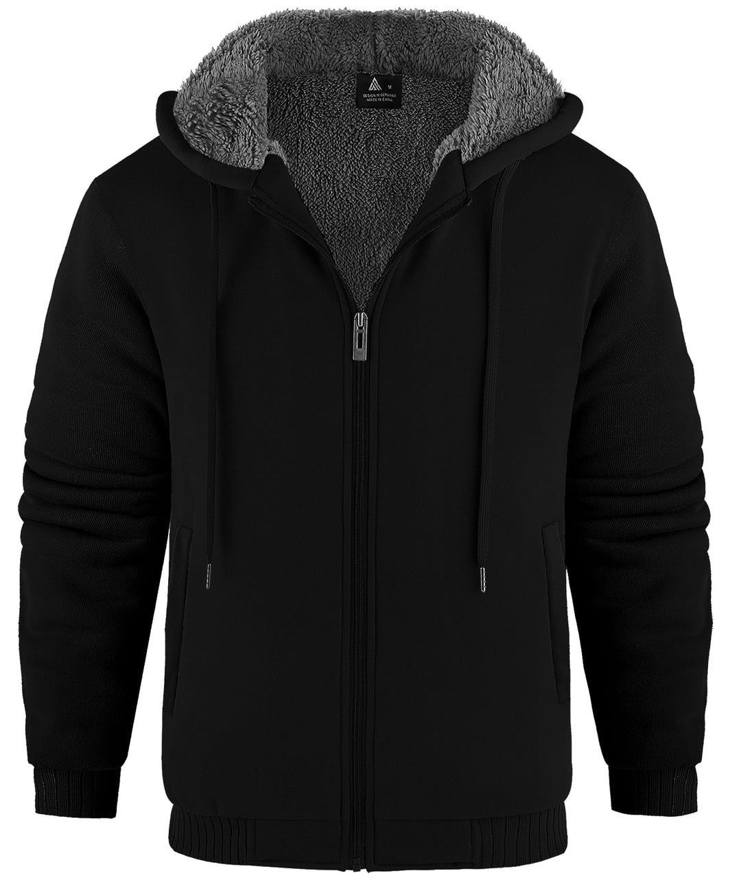 JACKETOWN Herren Sweatshirt Gefüttert Hoodie Reissverschluss Sweatjacke Warm Fleece Winterjacke Tedd
