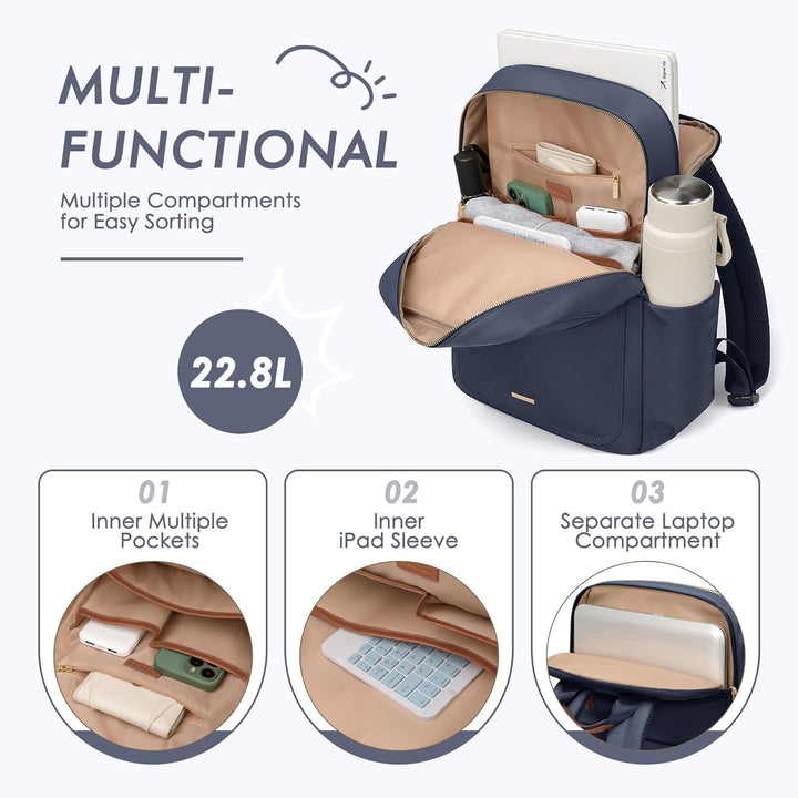 Rucksack Damen Herren Elegant, 17.3 Zoll Laptop Rucksack Wasserdicht mit Laptopfach, Business Laptop