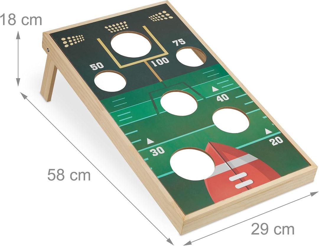 Relaxdays Cornhole Wurfspiel, 10 Bean Bags, Geschicklichkeitsspiel, HxBxT: 18 x 29 x 58 cm, Indoor &