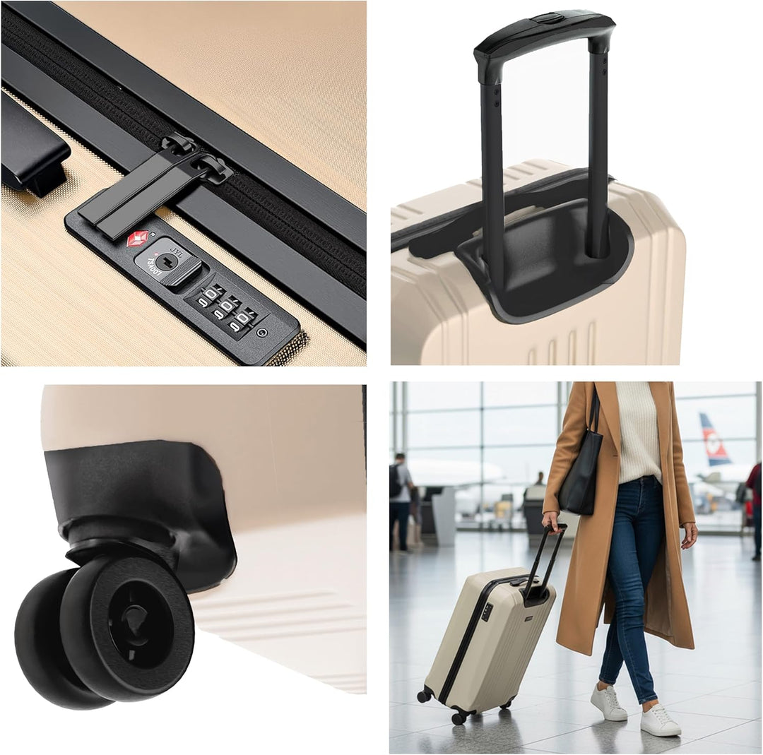 FERGÉ Polycarbonat 5-teilig Koffer Set 77cm, 67cm, Handgepäck Koffer mit Reisetasche Kombi, sehr rob