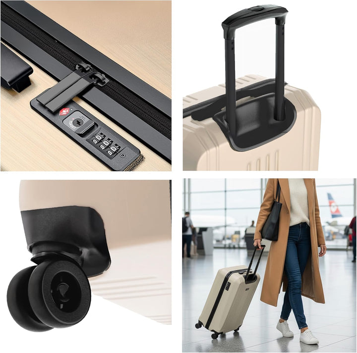 FERGÉ Polycarbonat 5-teilig Koffer Set 77cm, 67cm, Handgepäck Koffer mit Reisetasche Kombi, sehr rob