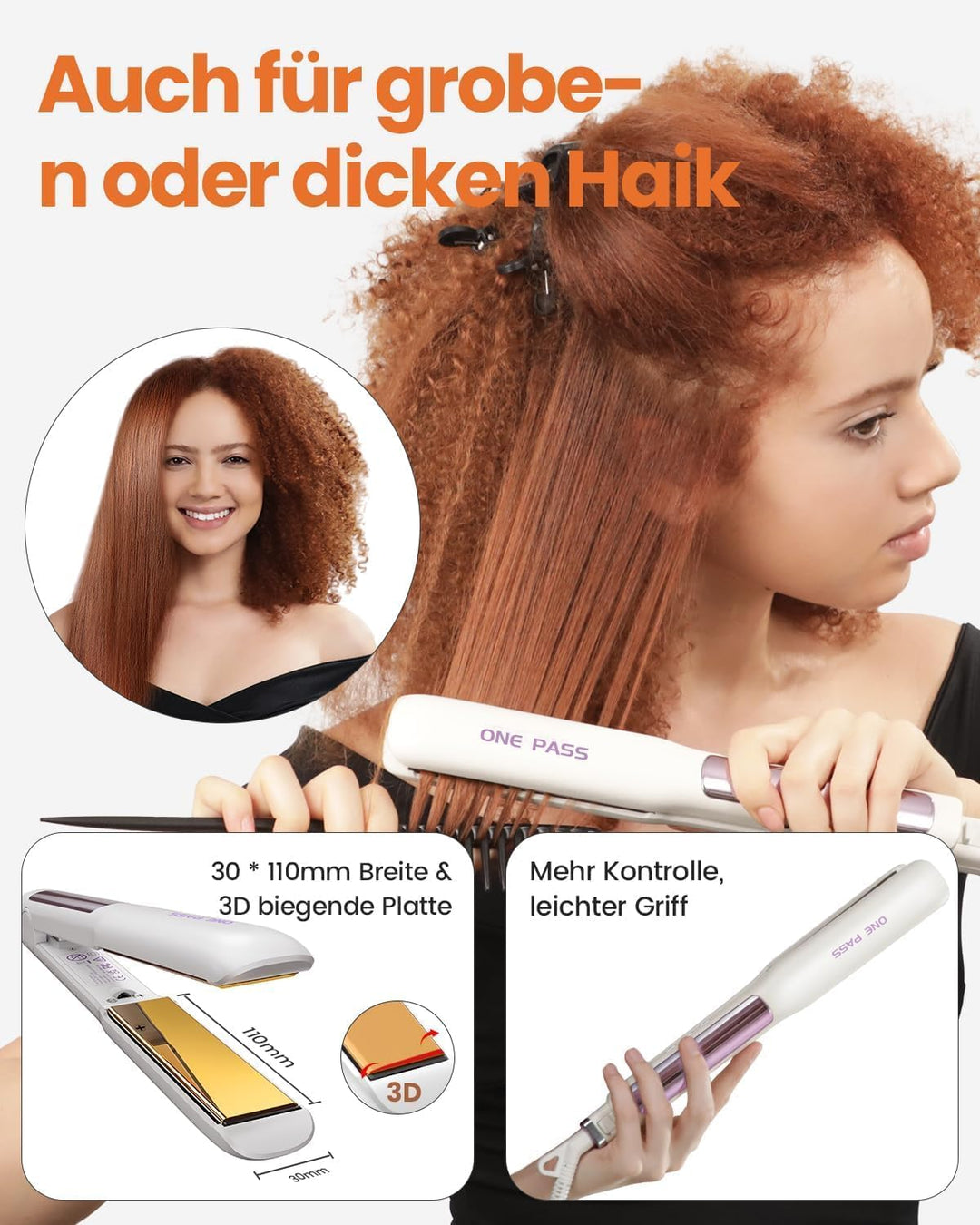 Faszin 2 in 1 Glätteisen Locken und Glätten, Titanplatten Ionen Haarglätter für einen glatten Stil,
