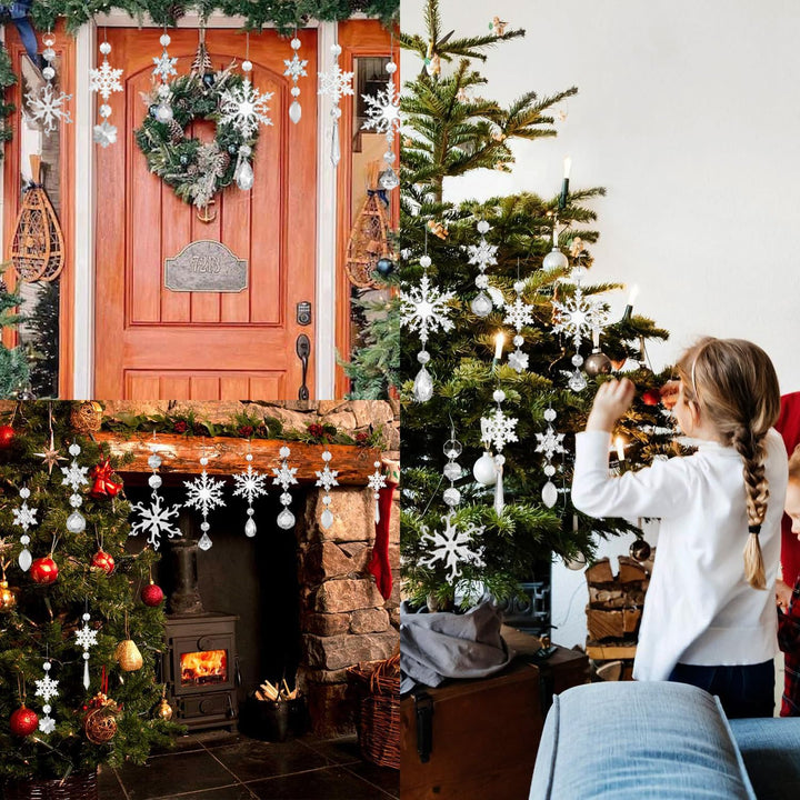 Weihnachtsbaumschmuck- Acryl Eiszapfen Schneeflocke Eistropfen Anhänger-16 Stück Weihnachtsbaumschmu