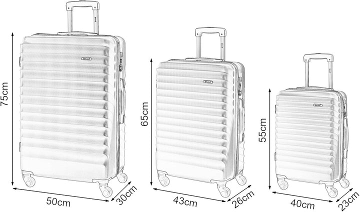 pro.tec Koffer Set 3-teilig Pona Reisekoffer ABS Hartschalenkoffer mit 4 Rollen Handgepäck leicht Tr