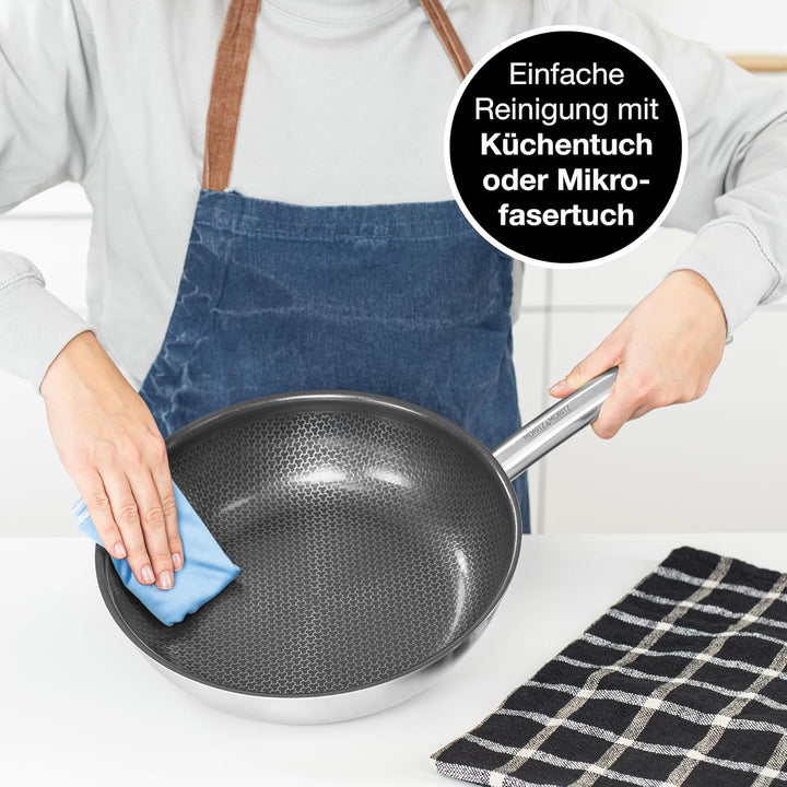 Moritz & Moritz Edelstahlpfanne Wabenstruktur 28cm mit Keramikbeschichtung der neuesten Generation -
